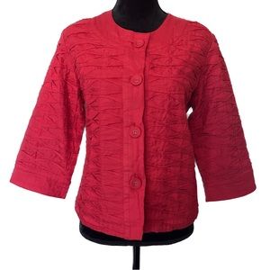 LIFE STYLE Size Small Pin-tuck Style Red Jacket Coat